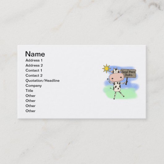 Kuh las mehr Bücher Visitenkarte (Vorderseite)
