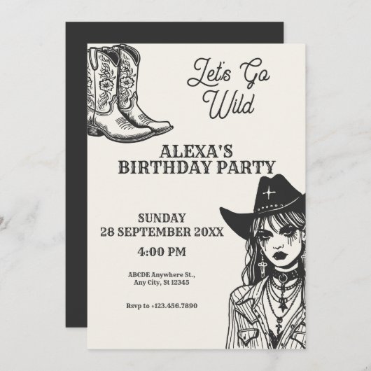 Kuh, lass uns wild gehen einladung (Vorne/Hinten)