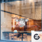 Kuh leckt Nase Fensteraufkleber (Café-Fenster)