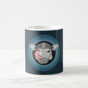Kuh leckt Nase Kaffeetasse