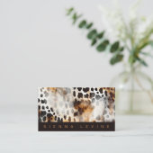 Kuh Leopard Print Animal Skin Abstrakt Art Visitenkarte (Stehend Vorderseite)