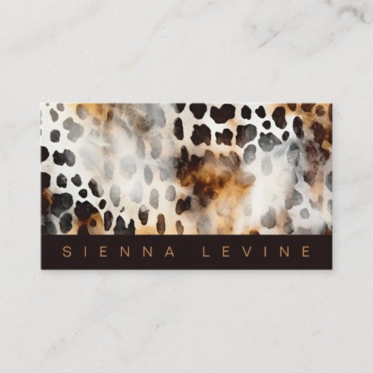 Kuh Leopard Print Animal Skin Abstrakt Art Visitenkarte (Vorderseite)