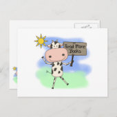 Kuh lest mehr Bücher Postkarte (Vorne/Hinten)