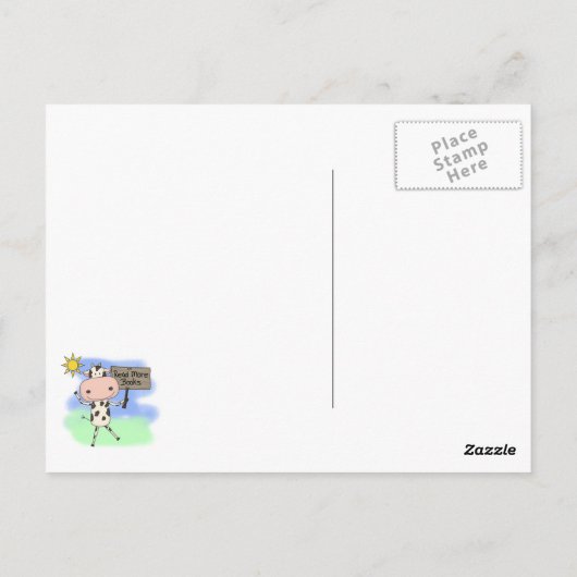 Kuh lest mehr Bücher Postkarte (Rückseite)