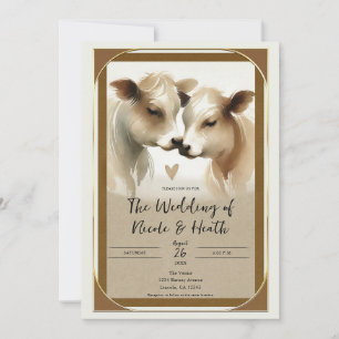Kuh Liebe Braun Creme Landhochzeit Einladung