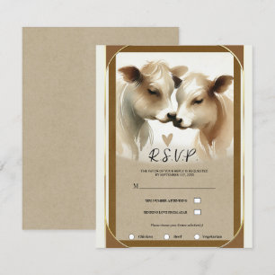 Kuh Liebe Braun Creme Landhochzeit RSVP Einladung