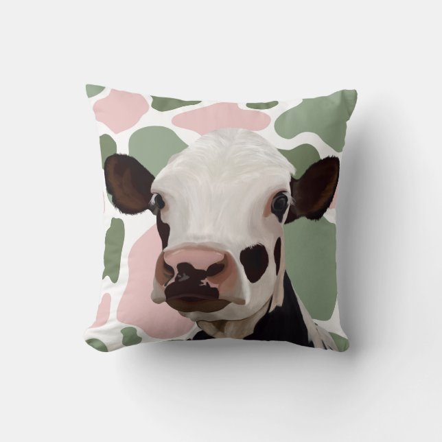 Kuh liebt die rote und grüne Kuh Kissen (Vorderseite)