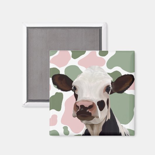 Kuh liebt die rote und grüne Kuh Magnet (Vorderseite/Rückseite)