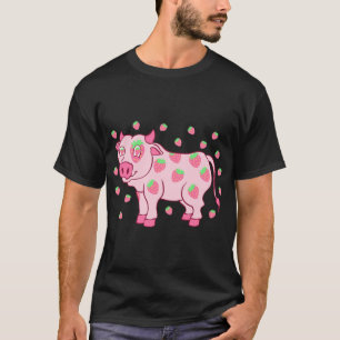 Kuh liebt Erdbeer Milch Obstliebhaber Fruitarian S T-Shirt