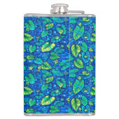 Kuh Lilien, Spatterdock Sommerteich Blumenmuster Flachmann (Rückseite)