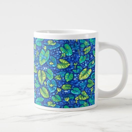 Kuh Lilien, Spatterdock Sommerteich Blumenmuster Jumbo-Tasse (Rechts)