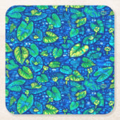 Kuh Lilien, Spatterdock Sommerteich Blumenmuster Rechteckiger Pappuntersetzer (Vorderseite)
