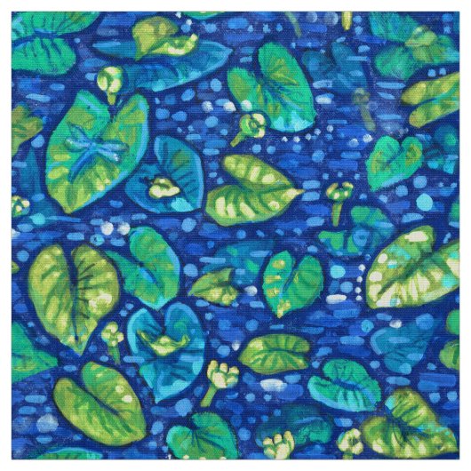Kuh Lilien, Spatterdock Sommerteich Blumenmuster Stoff (Muster)