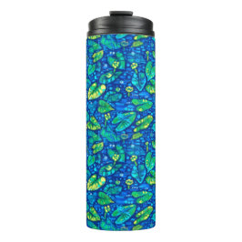 Kuh Lilien, Spatterdock Sommerteich Blumenmuster Thermosbecher