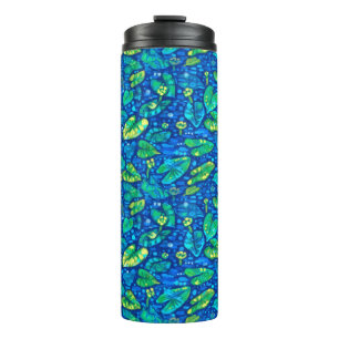 Kuh Lilien, Spatterdock Sommerteich Blumenmuster Thermosbecher