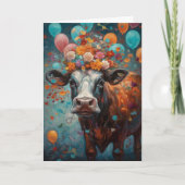 Kuh Lover Malerei Geburtstagsballons Karte (Vorderseite)