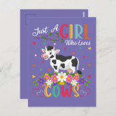 Kuh Lover nur ein Mädchen, das Kühe Liebe Postkarte (Vorne/Hinten)