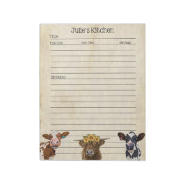 Kuh Lover Rezept Pad - Perfekt für das Teilen Notizblock
