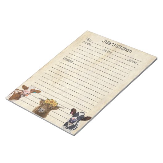 Kuh Lover Rezept Pad - Perfekt für das Teilen Notizblock (angewinkelt)