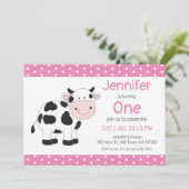 Kuh Mädchen Geburtstagseinladungen Einladung (Stehend Vorderseite)