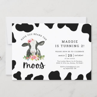Kuh Mädchen haben Sie gehört, die Moos 2. Geburtst Einladung
