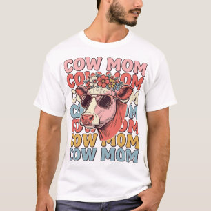 Kuh-Mama Retro-Sonnenbrille Kuh Vintage Gravur Des T-Shirt