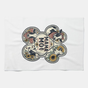 Kuh-Mama-Shirt Vintage-Engraving Sonnenblume Weste Geschirrtuch