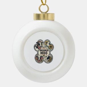Kuh-Mama-Shirt Vintage-Engraving Sonnenblume Weste Keramik Kugel-Ornament