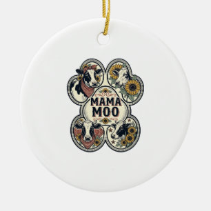 Kuh-Mama-Shirt Vintage-Engraving Sonnenblume Weste Keramik Ornament