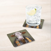 Kuh-Mann Rechteckiger Pappuntersetzer (Vor Ort)