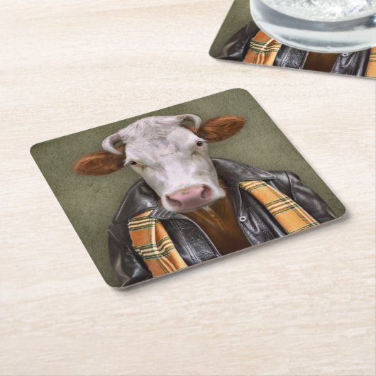 Kuh-Mann Rechteckiger Pappuntersetzer (angewinkelt)