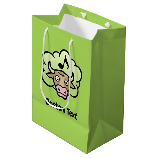 Kuh Methan Cartoon Gift Bag Mittlere Geschenktüte (Vorderseite Schrägansicht)