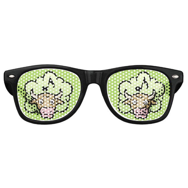 Kuh Methan Cartoon Retro Sonnenbrille (Vorderseite)