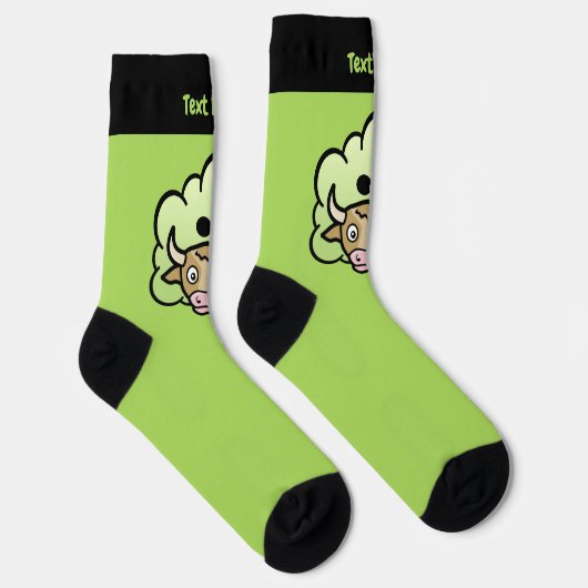Kuh Methan Cartoon Socken (Rechts)