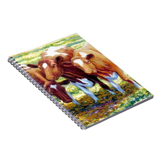 Kuh-Milchkuh im Weiden-Feld-Malerei-Bild Notizblock (Rechte Seite)