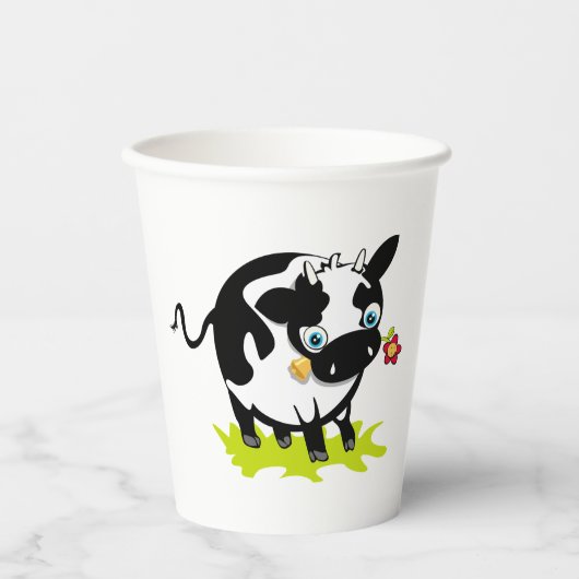 Kuh mit Blume Pappbecher (Vorderseite)