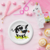 Kuh mit Blume Pappteller (Party)
