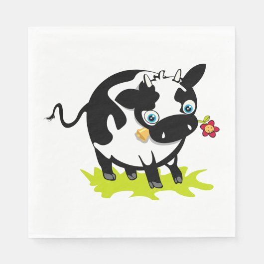 Kuh mit Blume Serviette (Vorderseite)