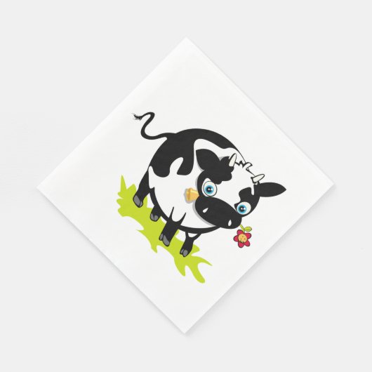 Kuh mit Blume Serviette (Ecke)