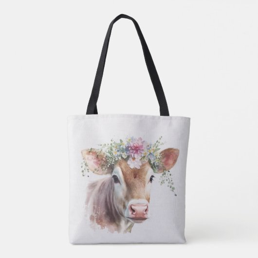 Kuh mit Blume Tasche (Rückseite)