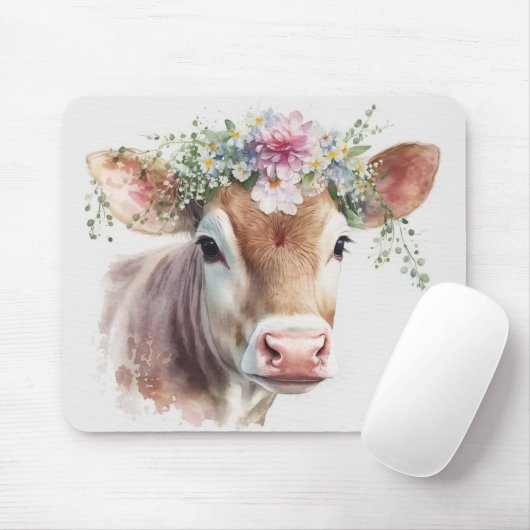 Kuh mit Blumenkopfteil Mousepad (Mit Mouse)
