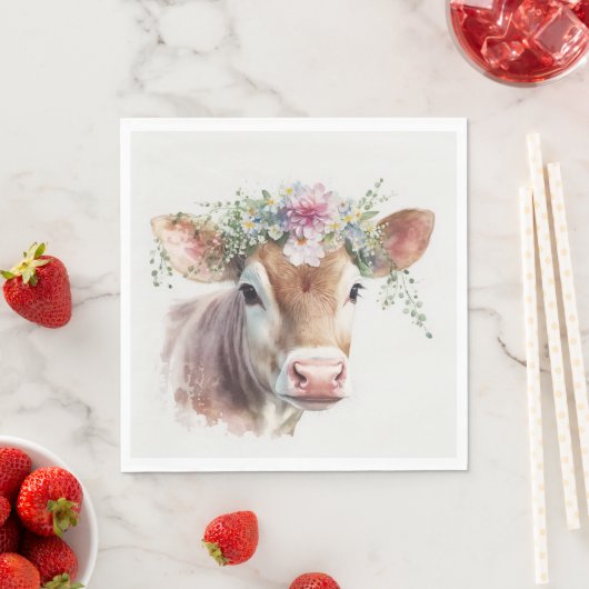 Kuh mit Blumenkopfteil Serviette (Beispiel)