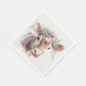 Kuh mit Blumenkopfteil Serviette (Ecke)