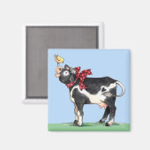 Kuh mit Bow - Magnet (Vorderseite/Rückseite)