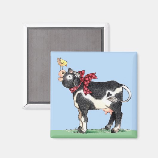 Kuh mit Bow - Magnet (Vorderseite/Rückseite)