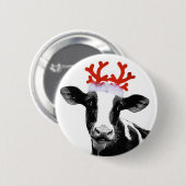 Kuh mit den Ren-Geweihen Button (Vorne & Hinten)