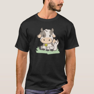 Kuh mit einem KatzenBauer Ästhetik Japanisch - Nie T-Shirt