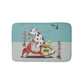 Kuh mit einem Retro-Motorrad Badematte (Vorderseite)