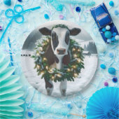 Kuh mit einem Weihnachtskranz Pappteller (Party)