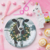 Kuh mit einem Weihnachtskranz Pappteller (Party)